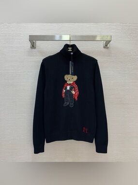 Polo by Ralph Lauren Black Crewneck Sweater with Bear Patch